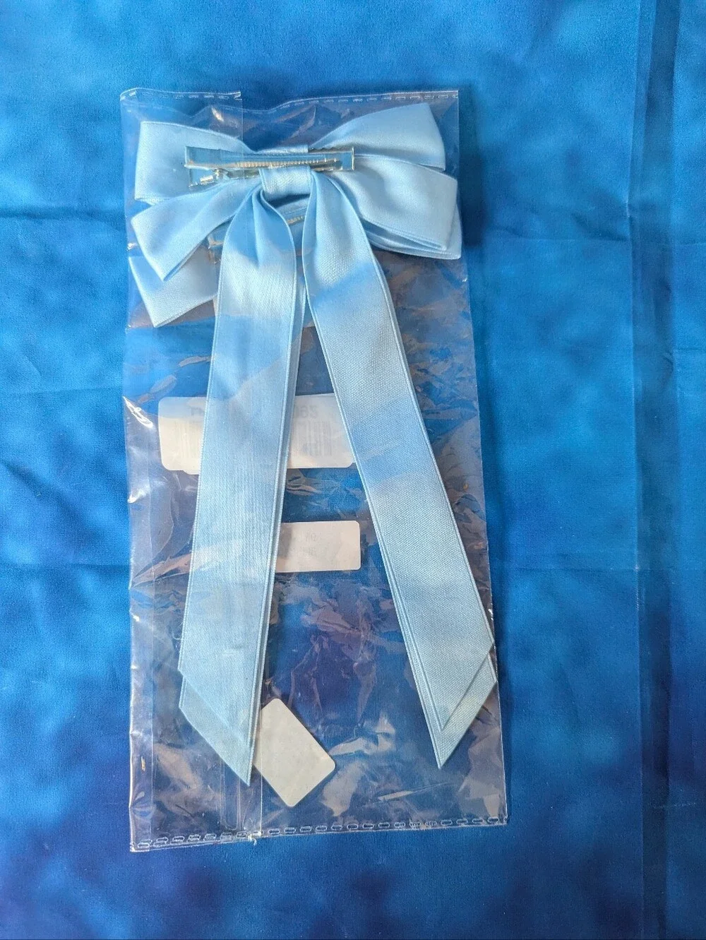 Double Layer Ribbon Bow Hair Accessory Set Of 2 Light Blue With Alligator Clip